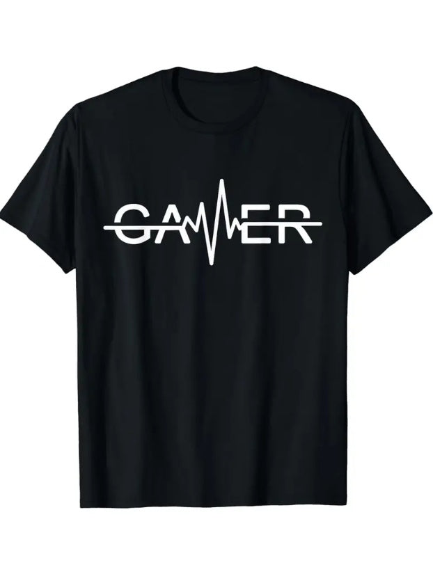 Gamer Men's Street Short Sleeved Round Neck T-shirt, Summer Outdoor