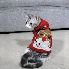 Cat Sweater Pet Christmas Knitting High Collar Clothes