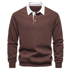 Long Sleeved Polo Collar Trendy European Size