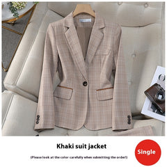 Apricot Plaid Suit Female British Style Elegant And Capable