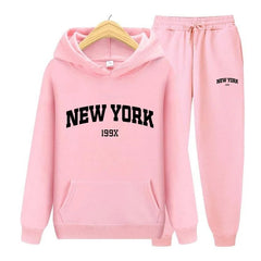 New York Letters, Women's Pullover Sweatpants Hoodie