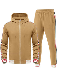 Men's Casual Coat Stripe Braid Sweatsuit