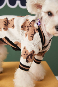 Dog Sweater Preppy Style V-neck Striped Vest Pet Puppy Winter Warm Clothes Apparel For Dogs