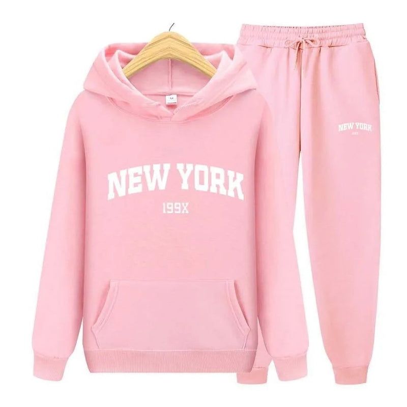 New York Letters, Women's Pullover Sweatpants Hoodie