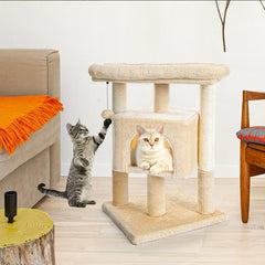 Pefilos 29inch Cat Tree Tower For Indoor Cats Cat Condo With Sisal Scratching Posts, Plush Perch, Cat Bed Furniture, Beige