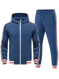 Men's Casual Coat Stripe Braid Sweatsuit