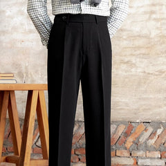 Italian Casual Wide-leg Suit Pants British High Waist Baggy Straight Trousers