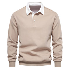 Long Sleeved Polo Collar Trendy European Size