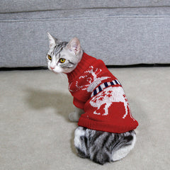 Cat Sweater Pet Christmas Knitting High Collar Clothes