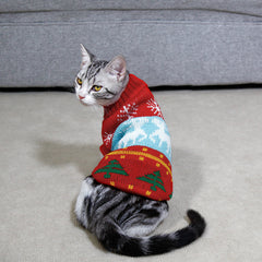 Cat Sweater Pet Christmas Knitting High Collar Clothes