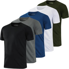 1/5 Pack Running Shirts Men Sport Tops Dry Fit Gym Wicking Athletic T Shirts Breathable Cool Workout Shirts Small 5 Pack(black/Gray/Blue/White/Green)