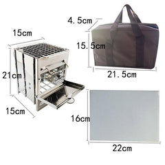 Mini Outdoor Firewood Stove Camping Cooking Picnic Grill Folding Stove Square Wood Steel Travel Charcoal