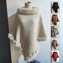 Rex Rabbit Fur Collar Shawl Cape Luxury Fur Cape Wraps Shawl Autumn Winter Fashion Graceful Cloak Outerwear Women