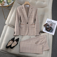 Apricot Plaid Suit Female British Style Elegant And Capable