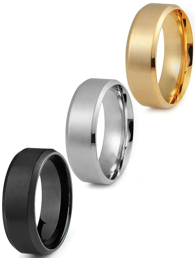 Jstyle Stainless Steel Rings for Men Wedding Ring Cool Simple Band 8MM Width 3 Pcs A Set 13