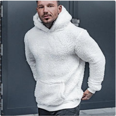 Fashion Solid Color Men's Long Sleeve Plush Hoodie