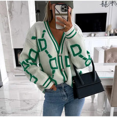 Autumn Winter Women's Embroidered Knit Cardigan - Warm Fashion Sweater Coat 2022