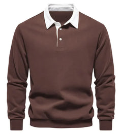 Men's Fashion Casual Versatile Long Sleeves Polo Collar Sweater