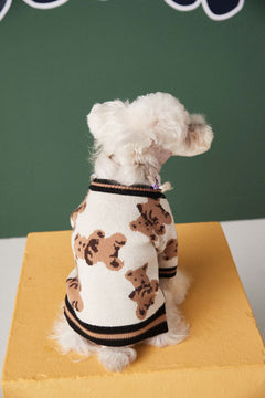 Dog Sweater Preppy Style V-neck Striped Vest Pet Puppy Winter Warm Clothes Apparel For Dogs