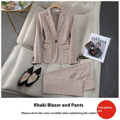 Apricot Plaid Suit Female British Style Elegant And Capable