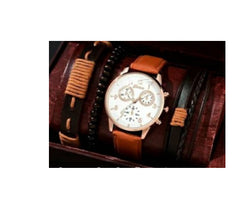 Men's Fashion Simple Quartz Watch All-match Beaded Bracelet