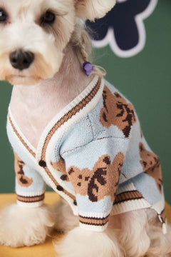 Dog Sweater Preppy Style V-neck Striped Vest Pet Puppy Winter Warm Clothes Apparel For Dogs