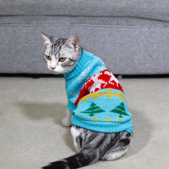 Cat Sweater Pet Christmas Knitting High Collar Clothes