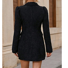 Solid Color Commute Blazer Collar Coat Waist-slimming Dress Suit