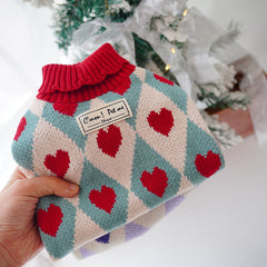 Christmas Rhombus Love Sweater Cat Clothes