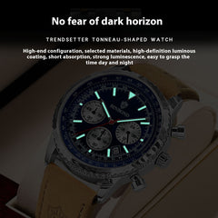 Men's Multi-functional Ultra-thin Business Style Leather Belt Waterproof Luminous Calendar Watch