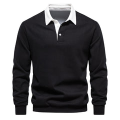 Long Sleeved Polo Collar Trendy European Size