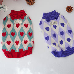 Christmas Rhombus Love Sweater Cat Clothes