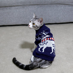 Cat Sweater Pet Christmas Knitting High Collar Clothes