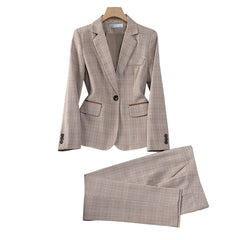 Apricot Plaid Suit Female British Style Elegant And Capable