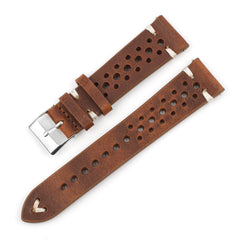 Gray-blue Multi-hole Stitching Leather Watch Band