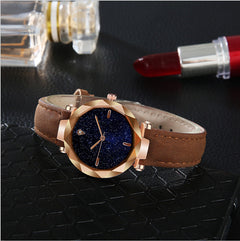 Starry Sky Dial Simple Women's Watch Fashion Belt