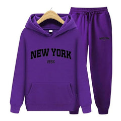 New York Letters, Women's Pullover Sweatpants Hoodie