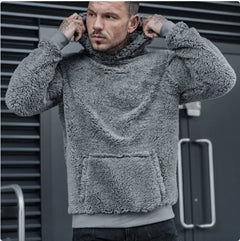 Fashion Solid Color Men's Long Sleeve Plush Hoodie