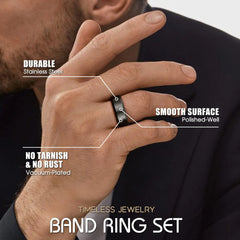 Jstyle Stainless Steel Rings for Men Wedding Ring Cool Simple Band 8MM Width 3 Pcs A Set 13