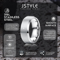 Jstyle Stainless Steel Rings for Men Wedding Ring Cool Simple Band 8MM Width 3 Pcs A Set 13